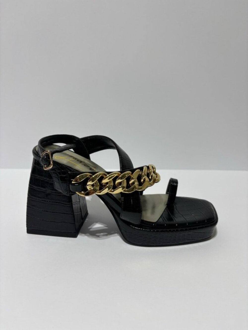 London Rag Women’s Frecklin Metal Chain Block Heel Sandals, Size 6 M